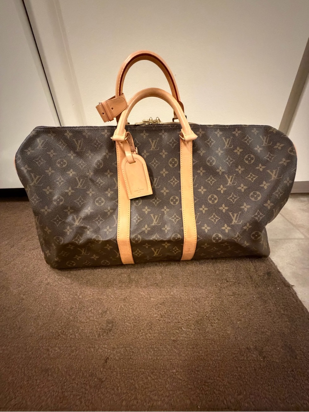 Authentic Louis Vuitton Monogram Canvas Keepall 55 Travel Duffel Bag
